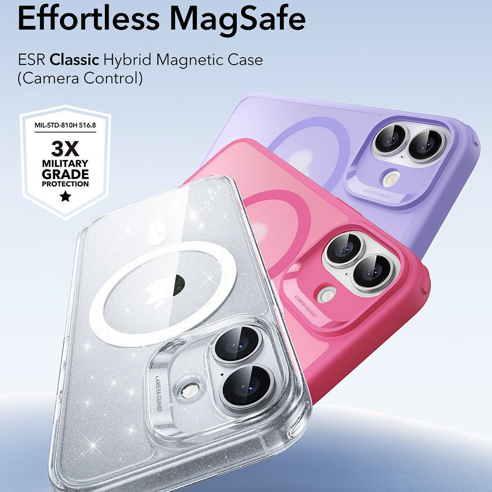 MagSafe-skal för Apple iPhone 17, ESR, Classic Hybrid Shimmer, Transparent