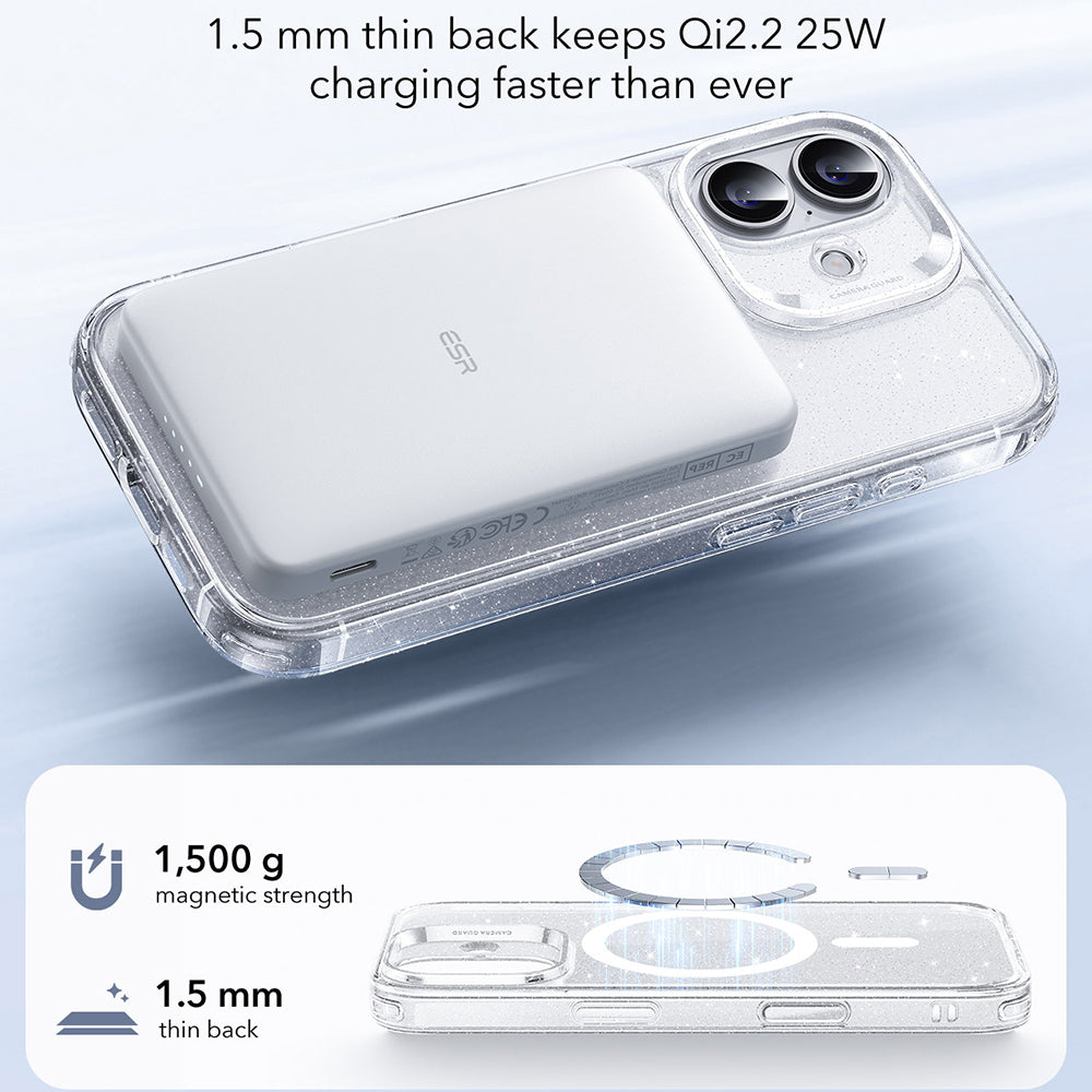 MagSafe-skal för Apple iPhone 17, ESR, Classic Hybrid Shimmer, Transparent