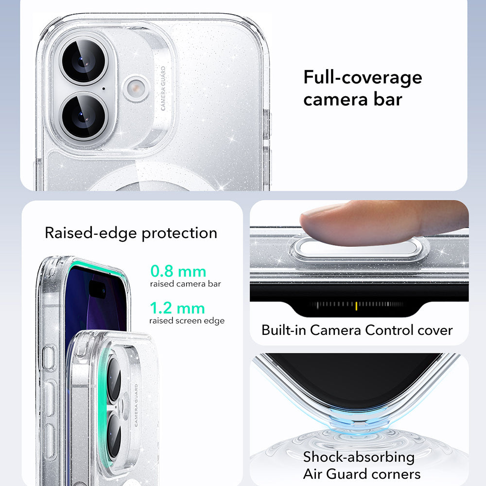 MagSafe-skal för Apple iPhone 17, ESR, Classic Hybrid Shimmer, Transparent