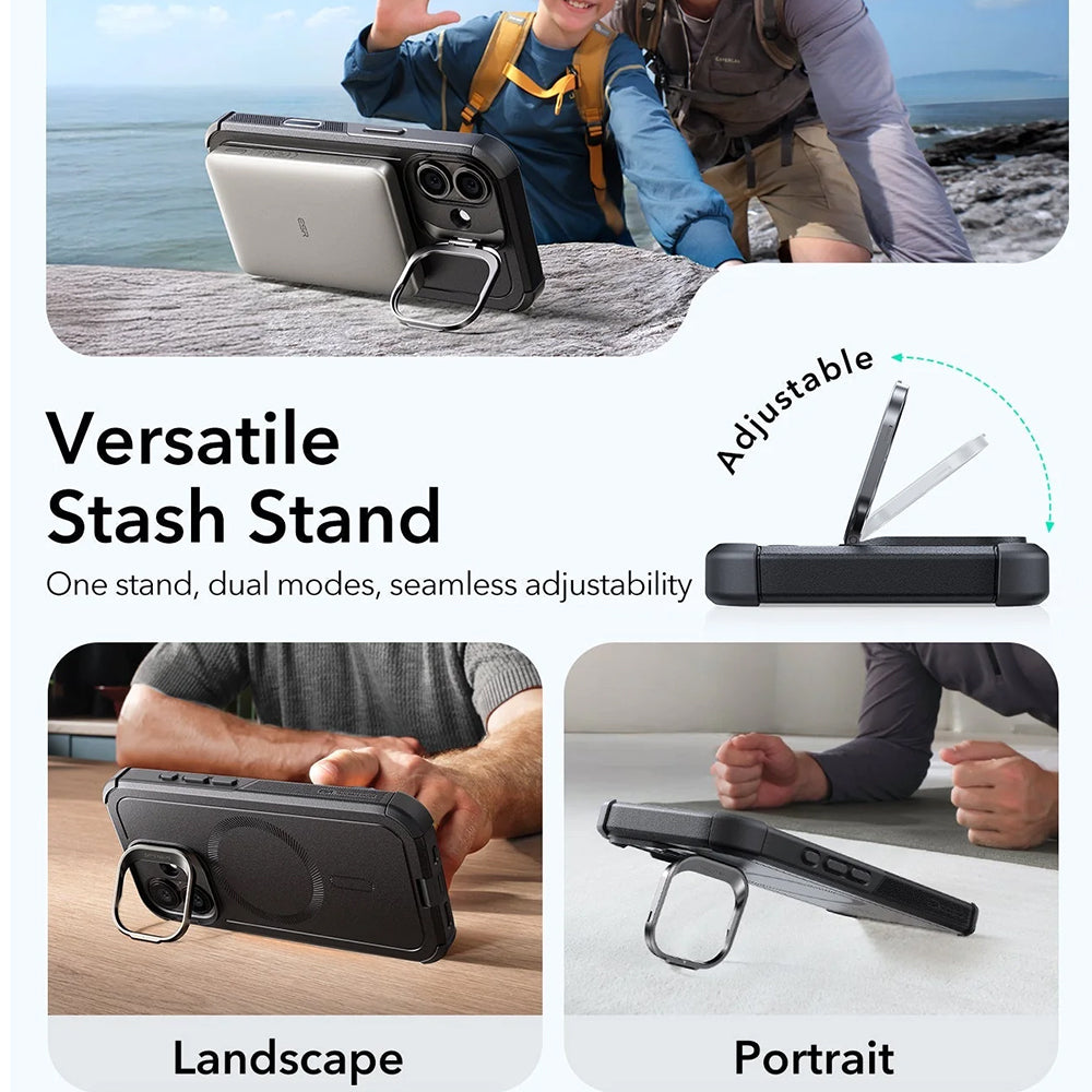MagSafe-skal för Apple iPhone 17, ESR, Cyber Armor Kickstand, Svart