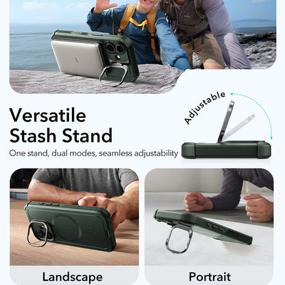 MagSafe-skal för Apple iPhone 17, ESR, Cyber Armor Kickstand, Grön