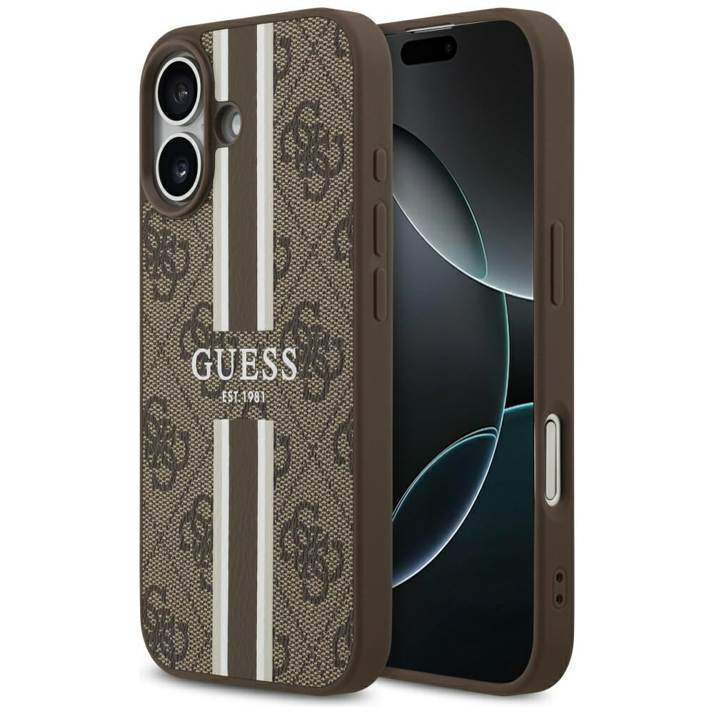 MagSafe-skal för Apple iPhone 17, Guess, 4G Printed Stripes, Brun