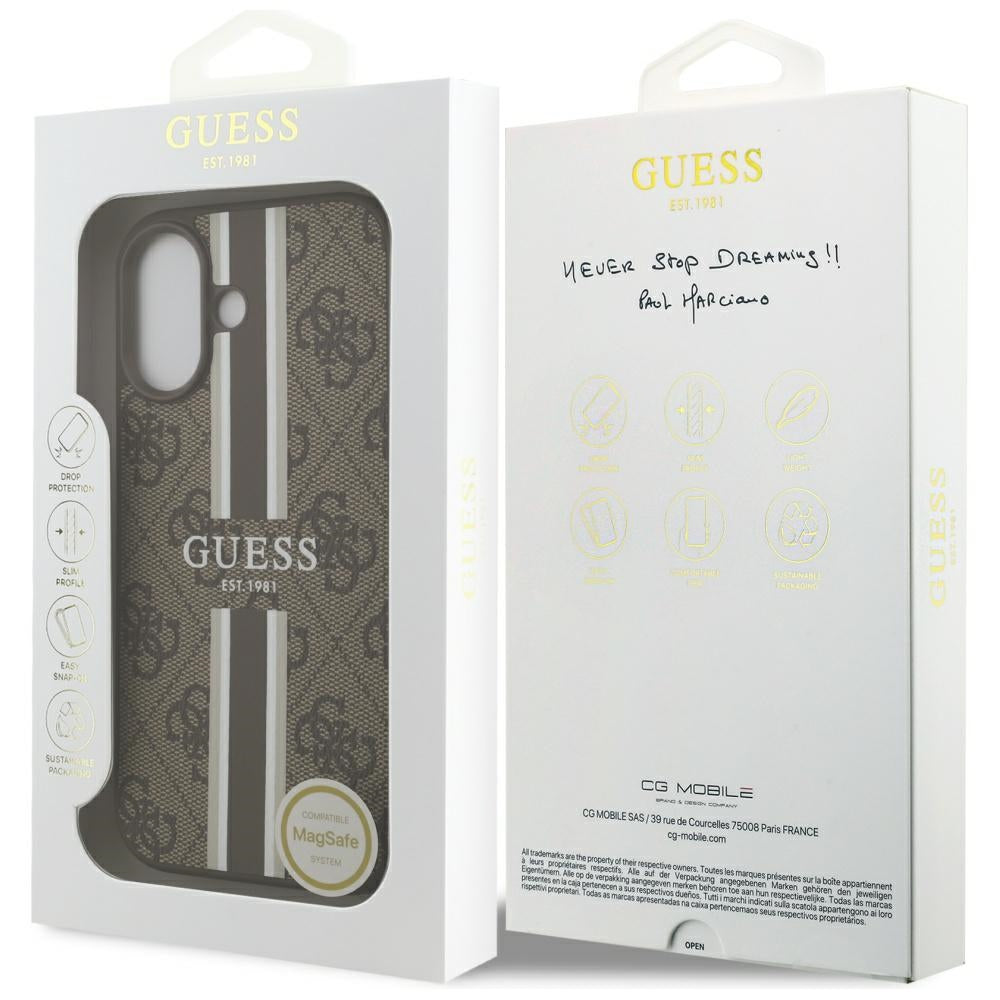 MagSafe-skal för Apple iPhone 17, Guess, 4G Printed Stripes, Brun