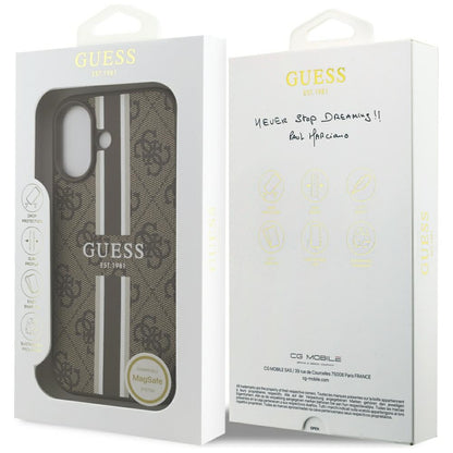 MagSafe-skal för Apple iPhone 17, Guess, 4G Printed Stripes, Brun