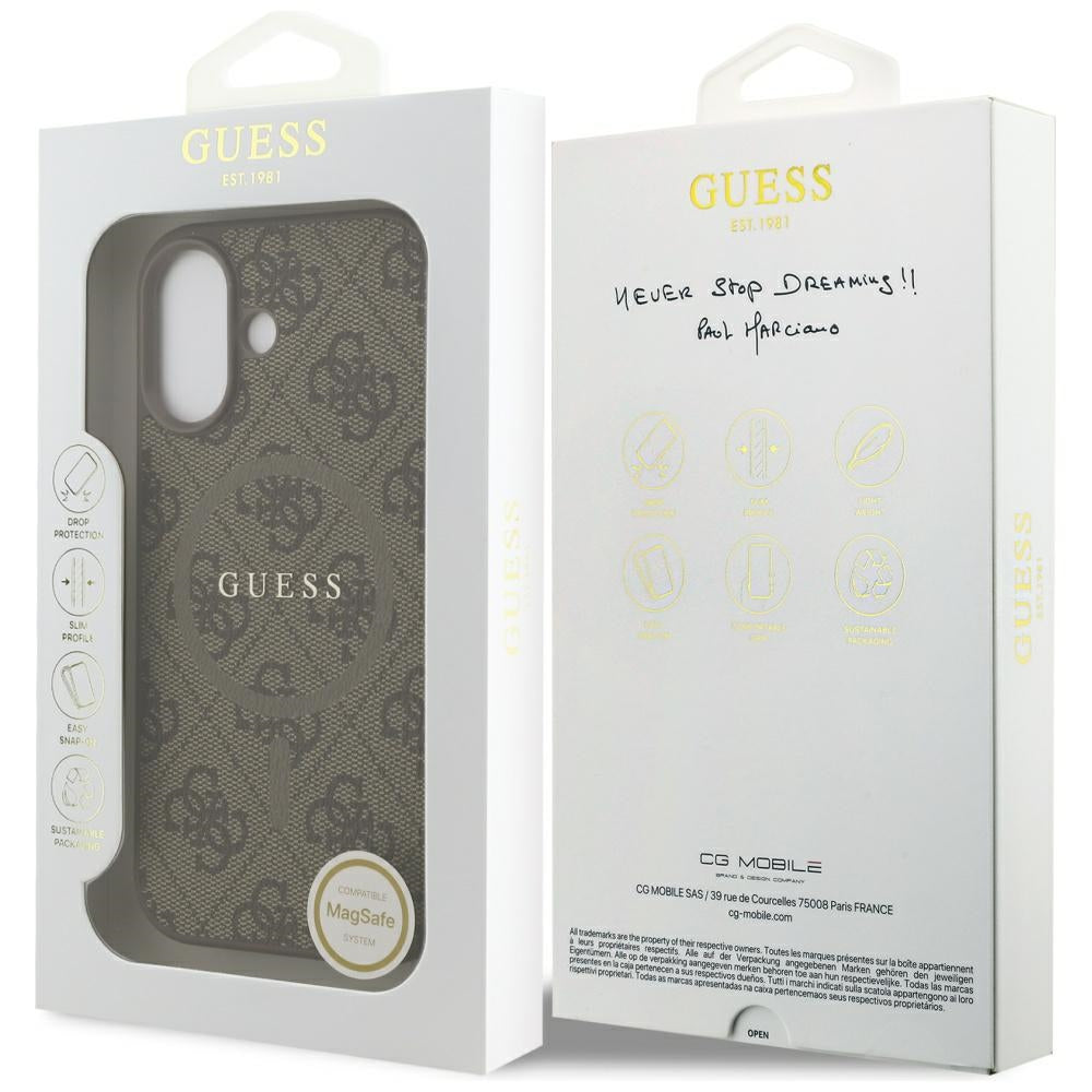 MagSafe-skal för Apple iPhone 17, Guess, 4G Ring Classic Logo, Brun