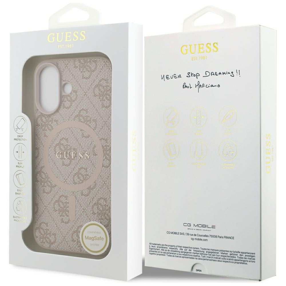 MagSafe-skal för Apple iPhone 17, Guess, 4G Ring Classic Logo, Rosa