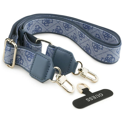 MagSafe Case for Apple iPhone 17, Guess, 4G Strass Logo with Big Strap, Blue