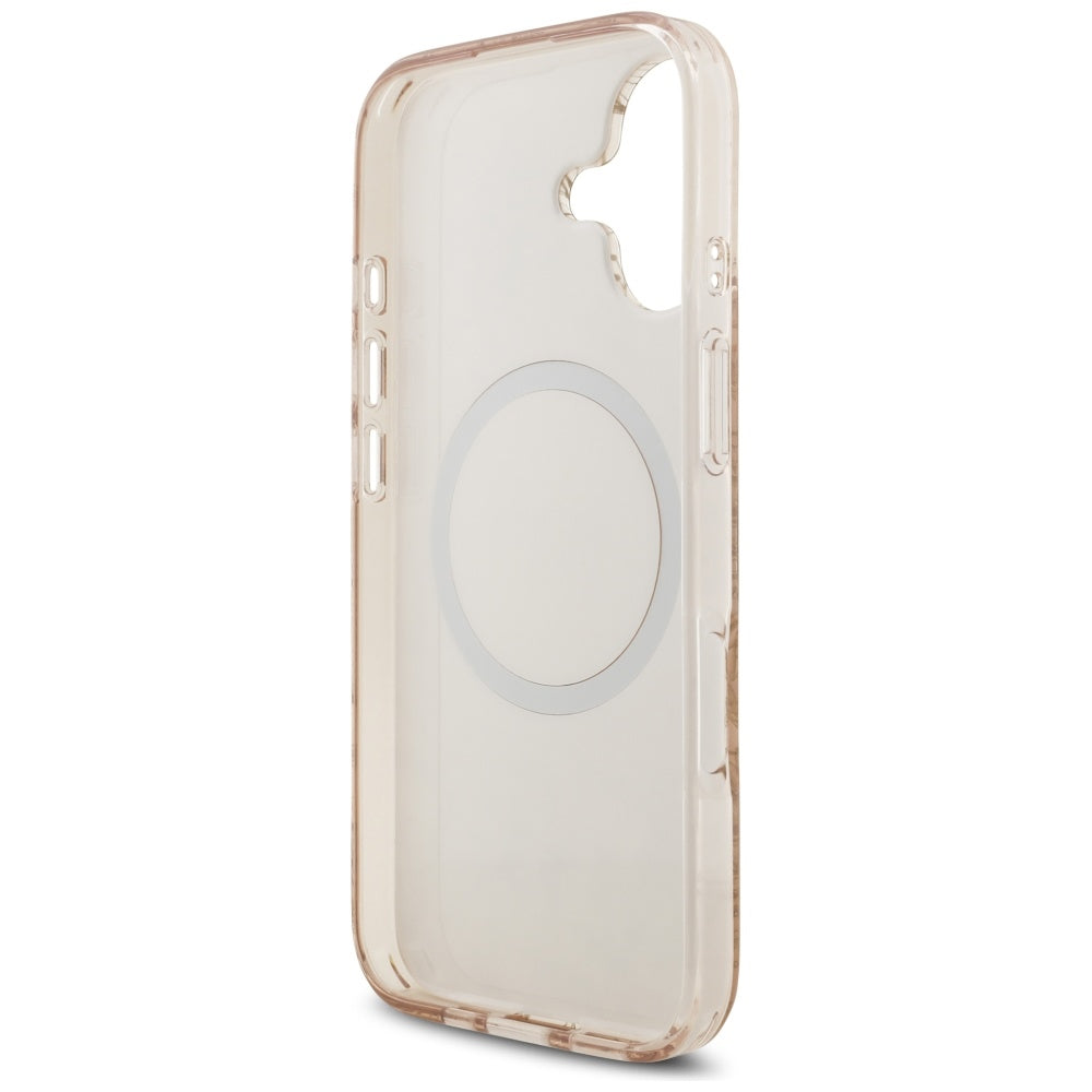 MagSafe-skal för Apple iPhone 17, Guess, IML Flowers Allover Electroplated with Pearl Strap, Svart