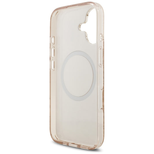 MagSafe-skal för Apple iPhone 17, Guess, IML Flowers Allover Electroplated with Pearl Strap, Svart