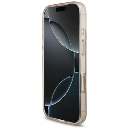 MagSafe-skal för Apple iPhone 17, Guess, IML Flowers Allover Electroplated with Pearl Strap, Svart
