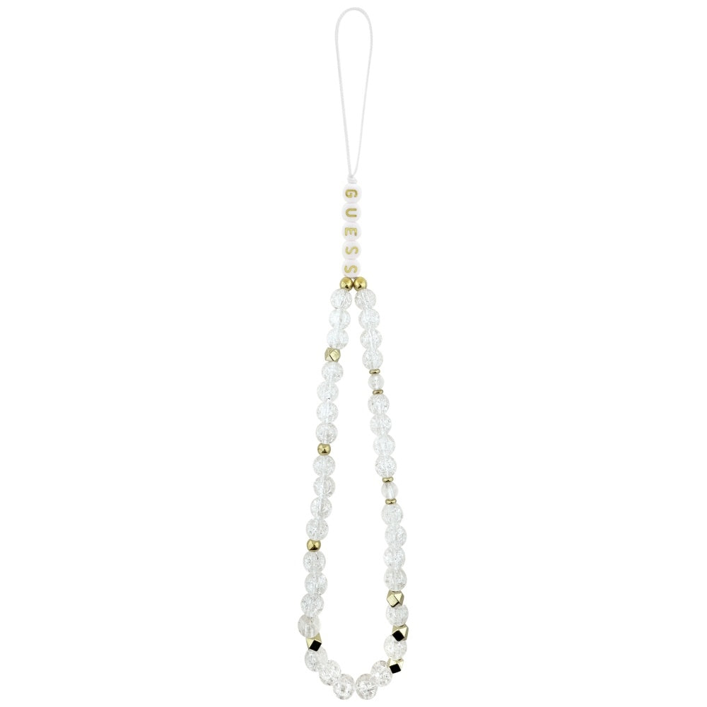 MagSafe-skal för Apple iPhone 17, Guess, IML Flowers with Pearl Strap, Vit