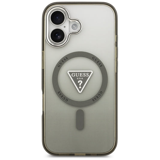 MagSafe Case for Apple iPhone 17, Guess, IML Gradient Triangle Logo, Silver Khaki