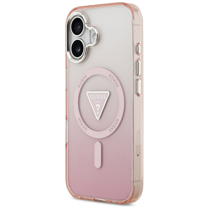 MagSafe Case for Apple iPhone 17, Guess, IML Gradient Triangle Logo, Pink