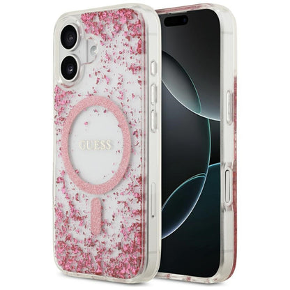 MagSafe-skal för Apple iPhone 17, Guess, Resin Bottom Glitter, Rosa