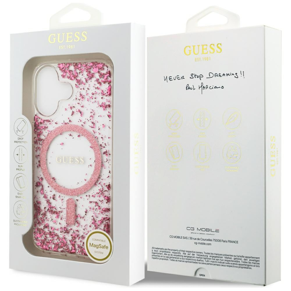 MagSafe-skal för Apple iPhone 17, Guess, Resin Bottom Glitter, Rosa