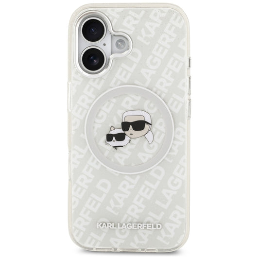 MagSafe-skal för Apple iPhone 17, Karl Lagerfeld, IML Glitter Karl & Choupette's Heads, Grå