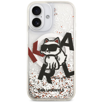 MagSafe-skal för Apple iPhone 17, Karl Lagerfeld, Liquid Glitter Choupette Logo, Transparent
