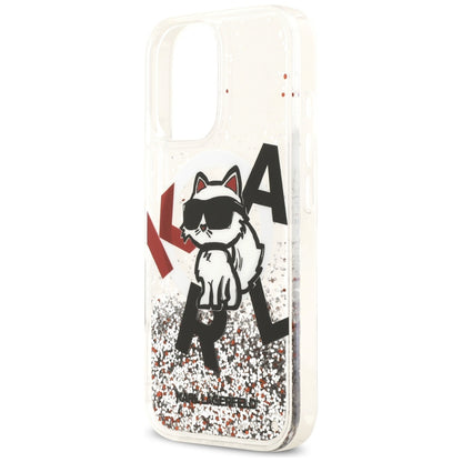 MagSafe-skal för Apple iPhone 17, Karl Lagerfeld, Liquid Glitter Choupette Logo, Transparent
