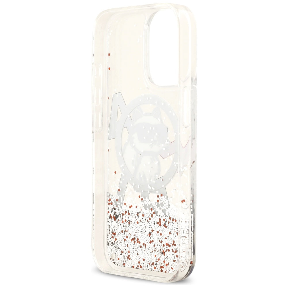 MagSafe-skal för Apple iPhone 17, Karl Lagerfeld, Liquid Glitter Choupette Logo, Transparent