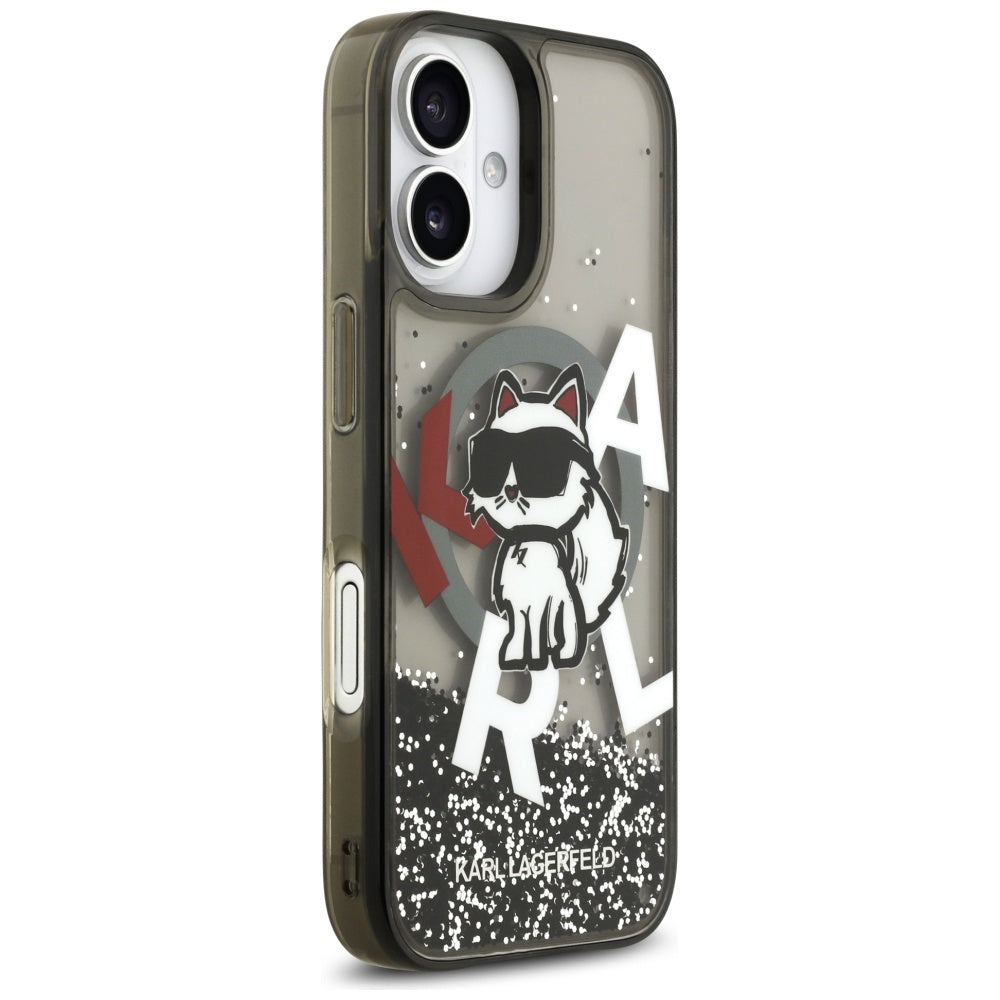 MagSafe-skal för Apple iPhone 17, Karl Lagerfeld, Liquid Glitter Logo Choupette, Svart