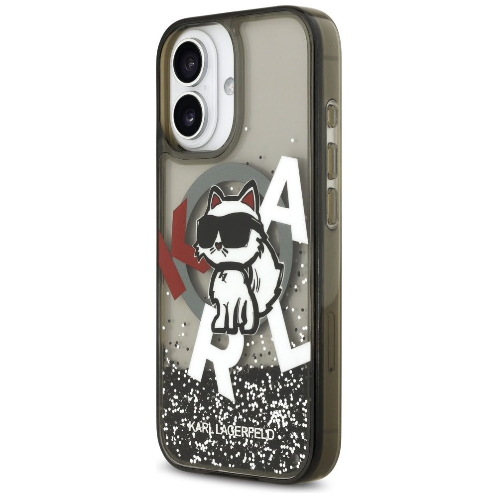 MagSafe-skal för Apple iPhone 17, Karl Lagerfeld, Liquid Glitter Logo Choupette, Svart