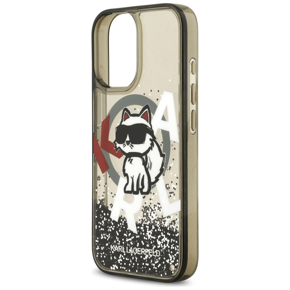 MagSafe-skal för Apple iPhone 17, Karl Lagerfeld, Liquid Glitter Logo Choupette, Svart