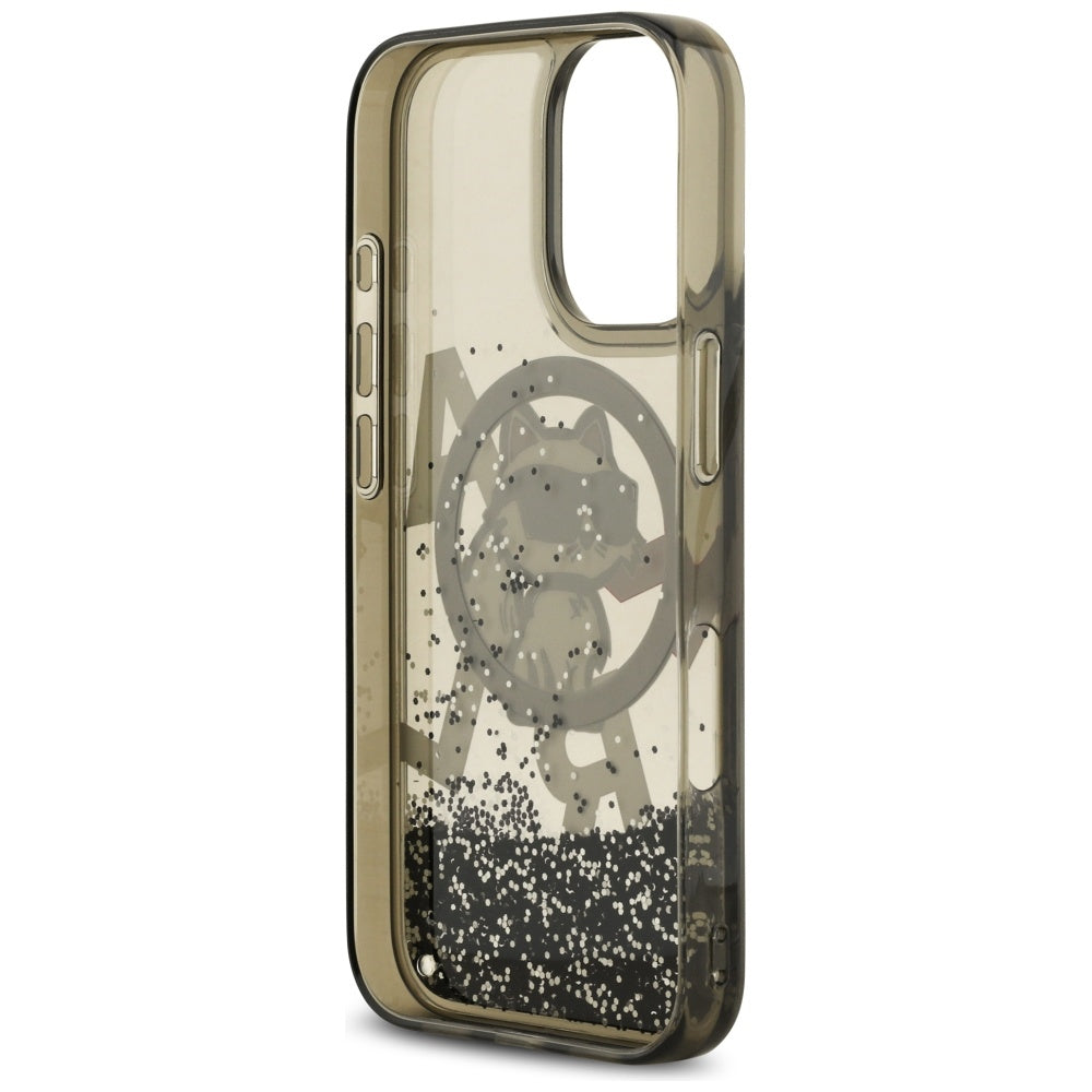 MagSafe-skal för Apple iPhone 17, Karl Lagerfeld, Liquid Glitter Logo Choupette, Svart