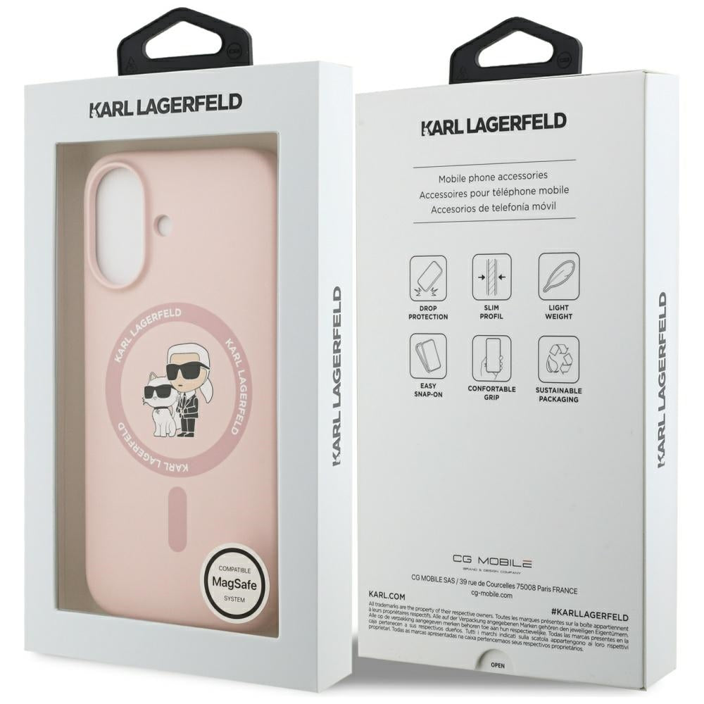 MagSafe-skal för Apple iPhone 17, Karl Lagerfeld, Ring Karl & Choupette, Rosa