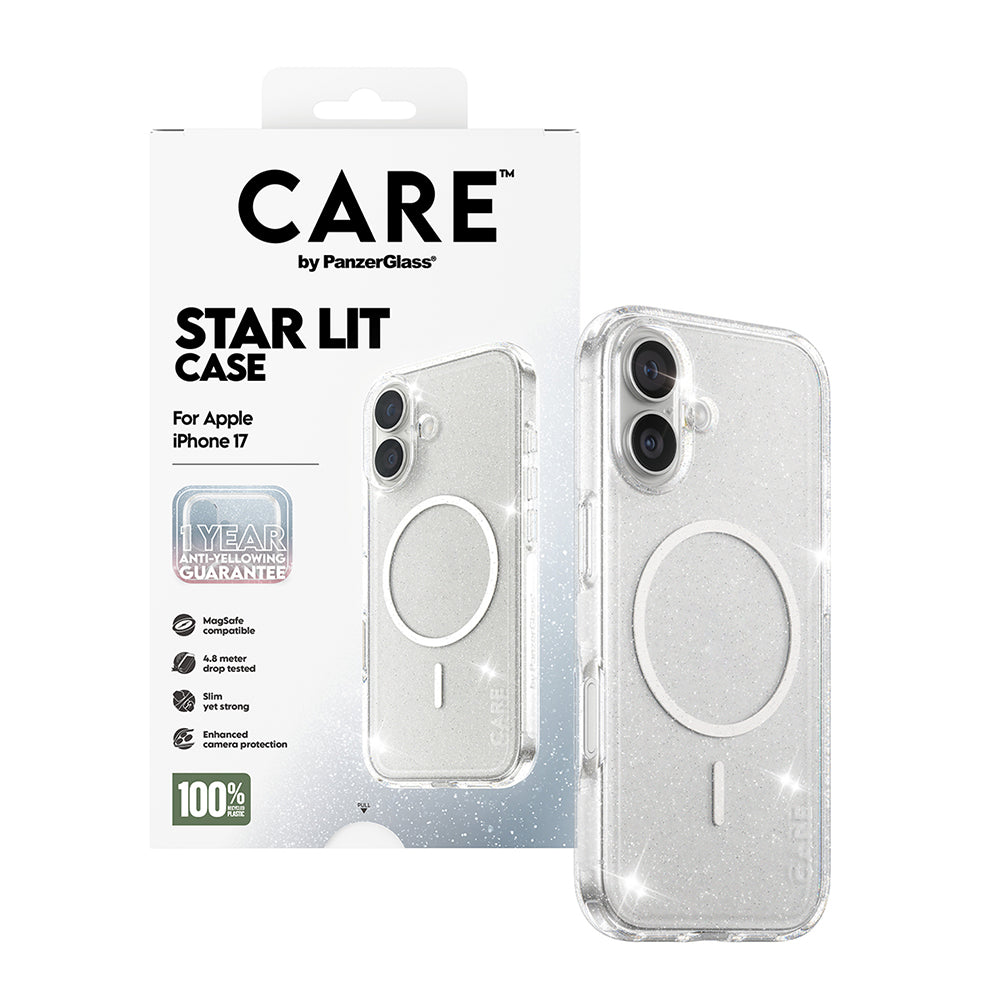 MagSafe-skal för Apple iPhone 17, PanzerGlass, Care Urban Explorer Star Lit, Transparent Vit
