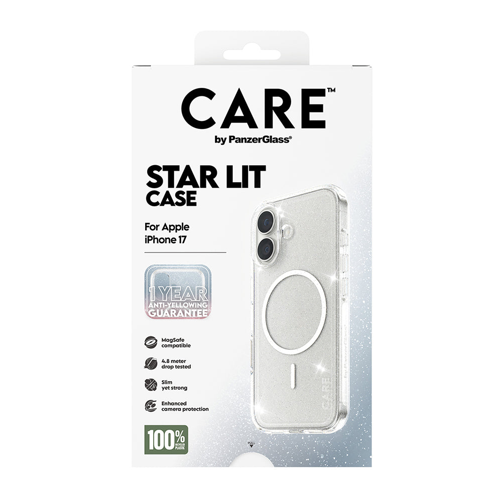 MagSafe-skal för Apple iPhone 17, PanzerGlass, Care Urban Explorer Star Lit, Transparent Vit