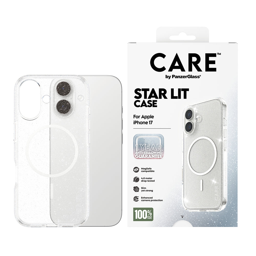 MagSafe-skal för Apple iPhone 17, PanzerGlass, Care Urban Explorer Star Lit, Transparent Vit