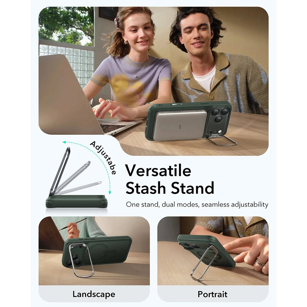 MagSafe-skal för Apple iPhone 17 Pro, ESR, Classic Hybrid Kickstand, Satin Grön