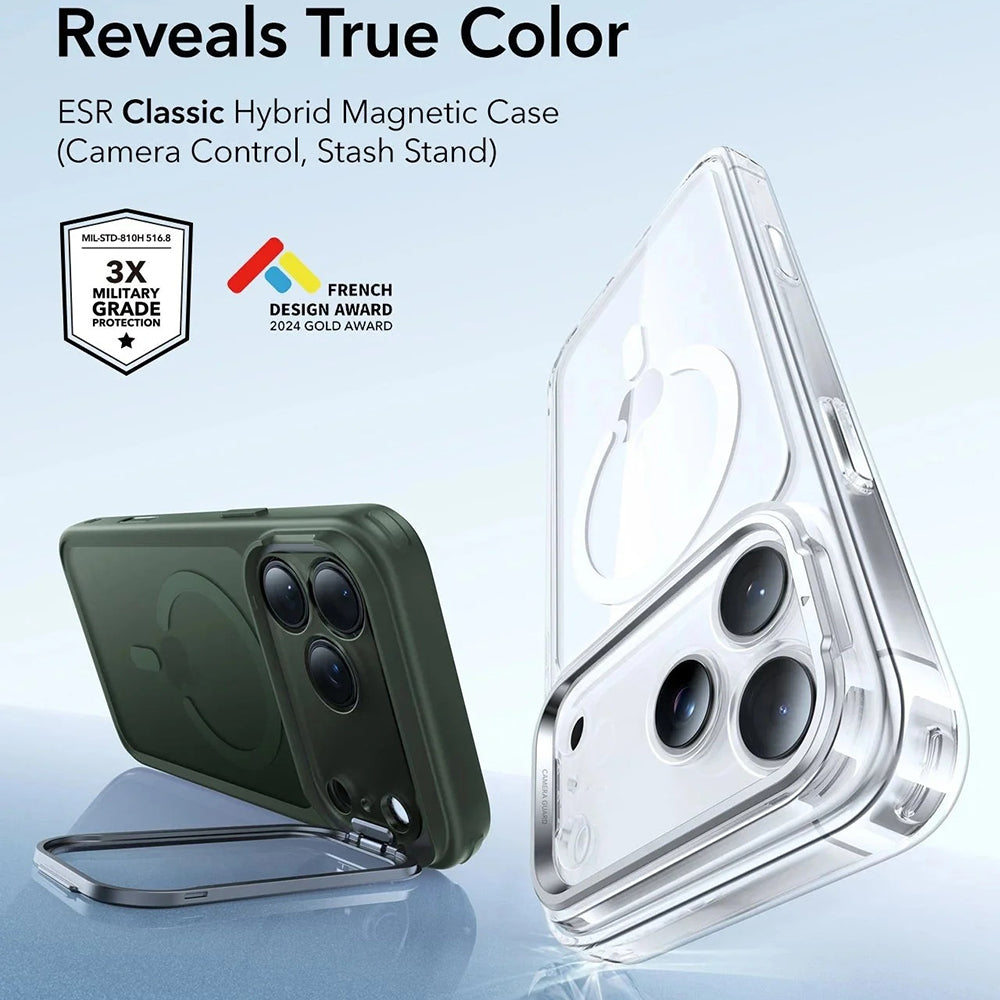 MagSafe-skal för Apple iPhone 17 Pro, ESR, Classic Hybrid Kickstand, Satin Grön