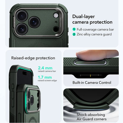 MagSafe-skal för Apple iPhone 17 Pro, ESR, Cyber Armor Kickstand, Grön