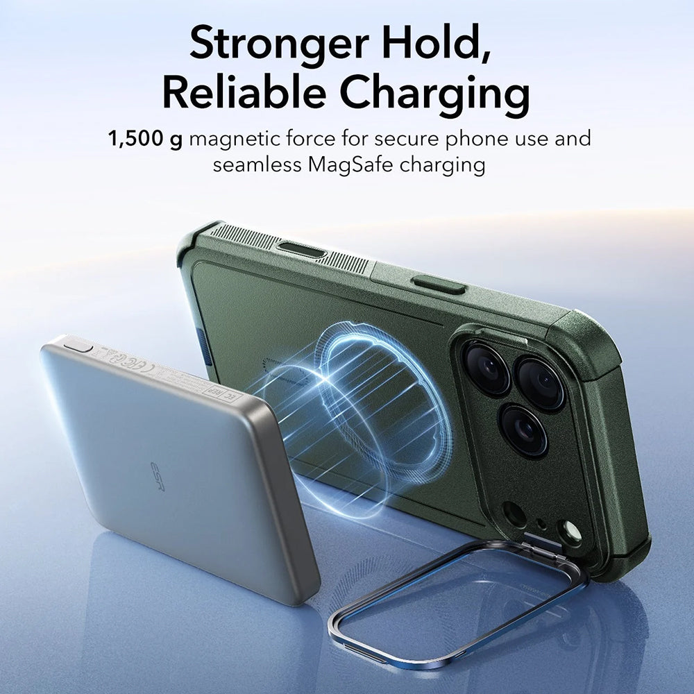 MagSafe-skal för Apple iPhone 17 Pro, ESR, Cyber Armor Kickstand, Grön