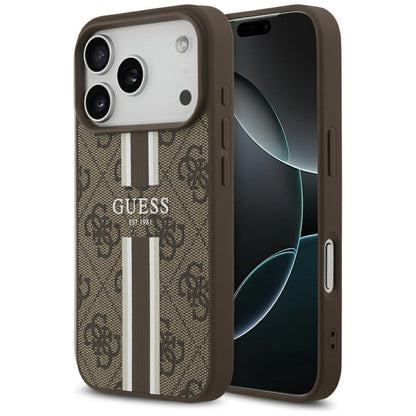 MagSafe-skal för Apple iPhone 17 Pro, Guess, 4G Printed Stripes, Brun