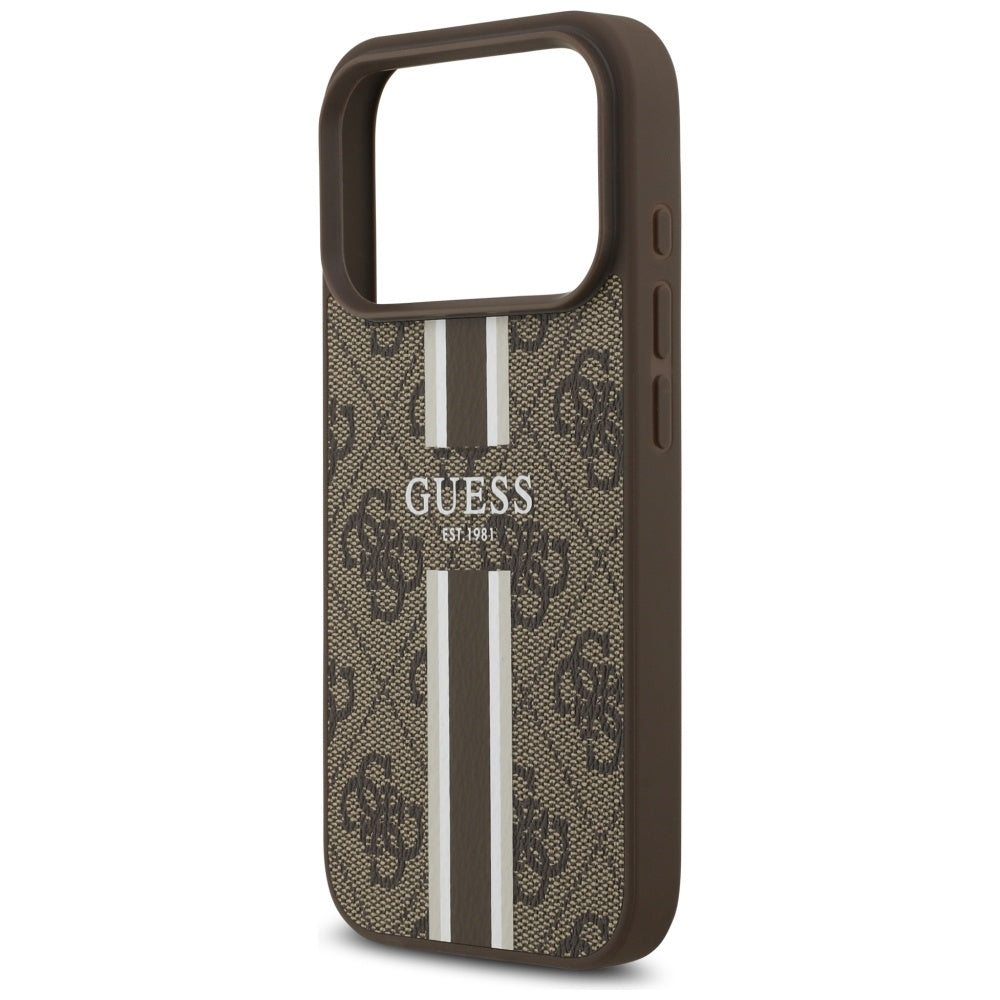 MagSafe-skal för Apple iPhone 17 Pro, Guess, 4G Printed Stripes, Brun