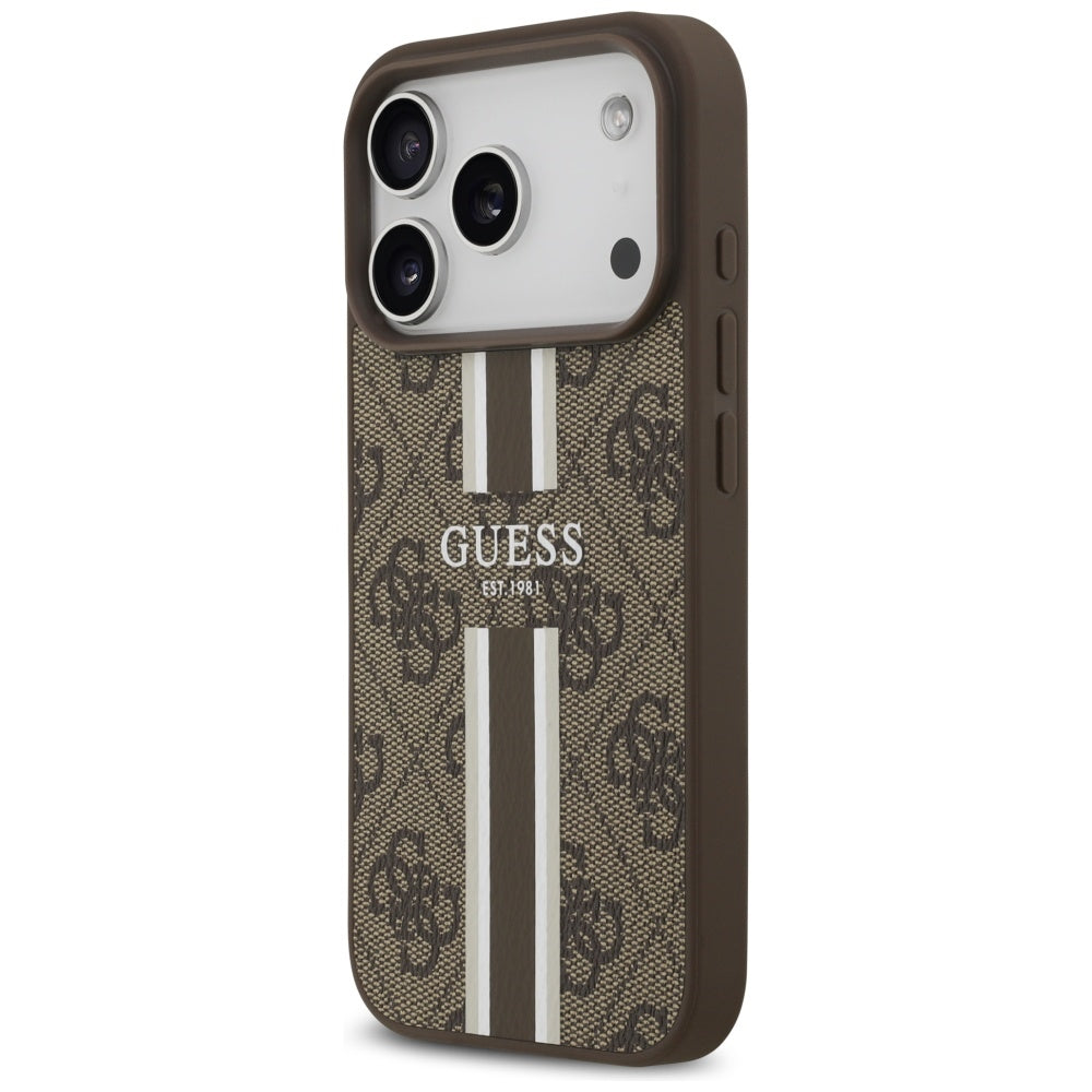 MagSafe-skal för Apple iPhone 17 Pro, Guess, 4G Printed Stripes, Brun