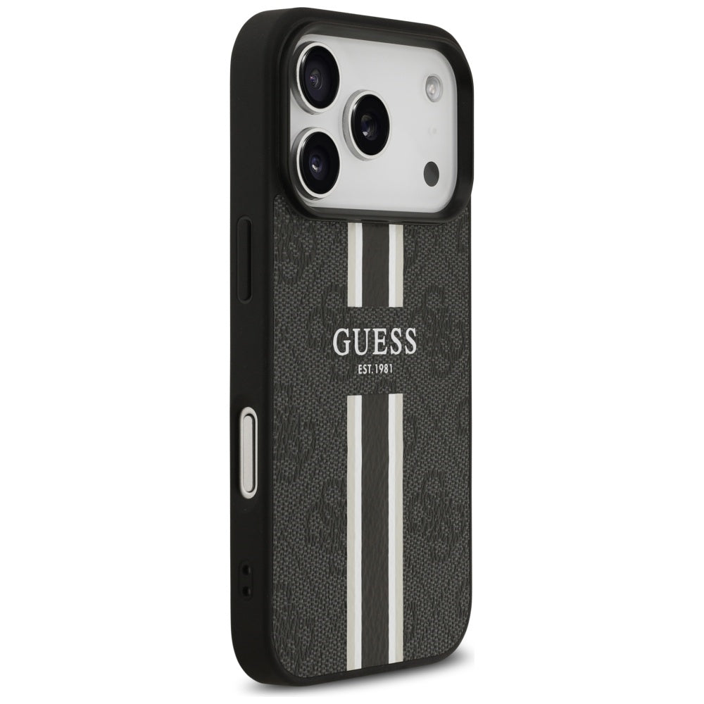 MagSafe-skal för Apple iPhone 17 Pro, Guess, 4G Printed Stripes, Svart