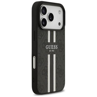MagSafe-skal för Apple iPhone 17 Pro, Guess, 4G Printed Stripes, Svart