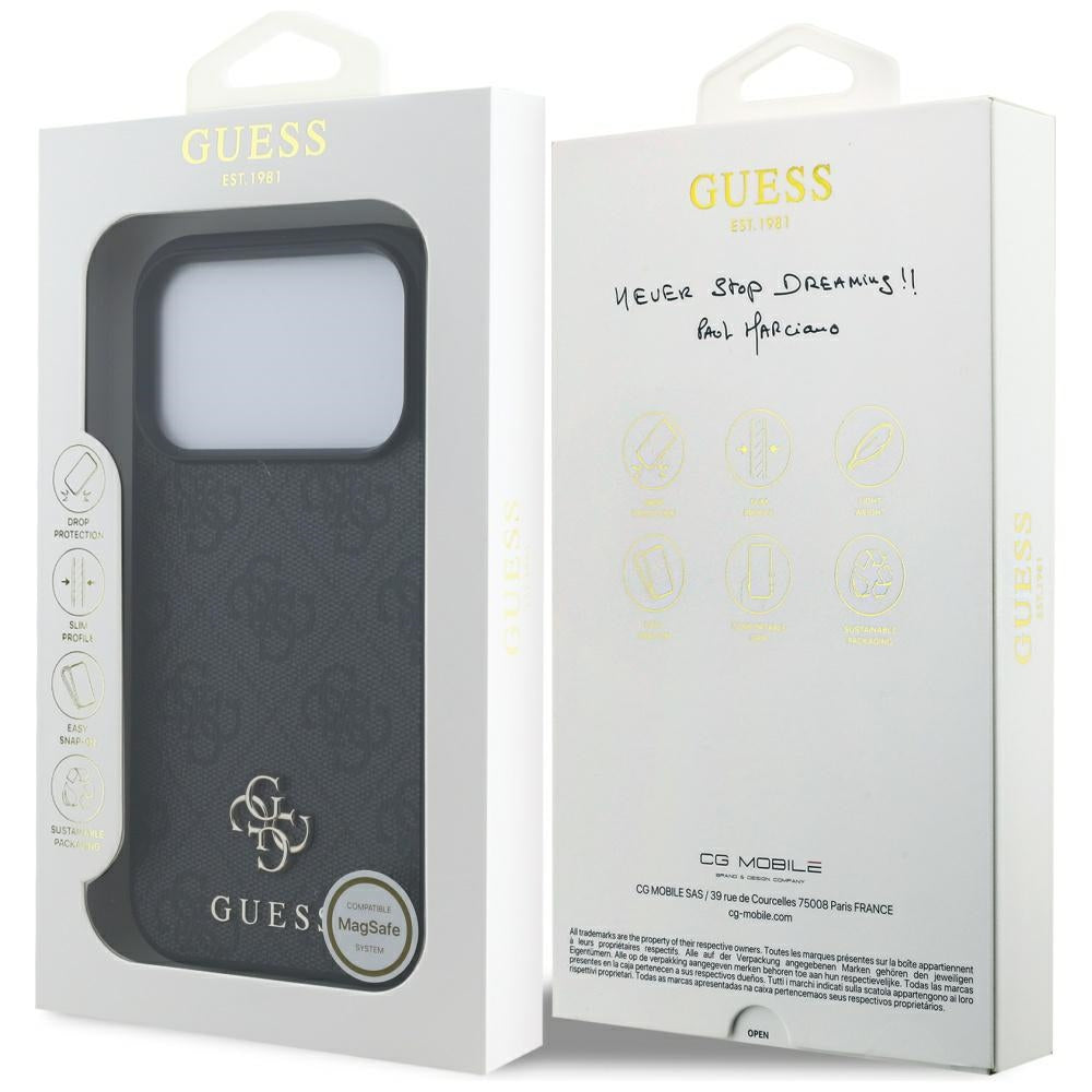 MagSafe-skal för Apple iPhone 17 Pro, Guess, 4G Small and Classic Logo, Svart