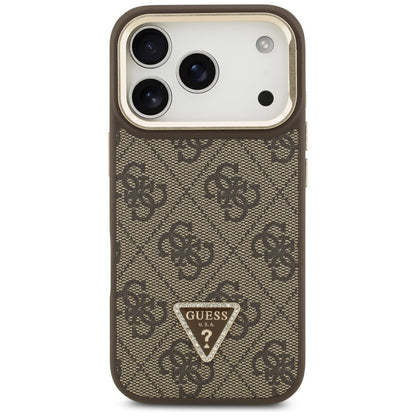 MagSafe Case for Apple iPhone 17 Pro, Guess, 4G Triangle Logo with Stand Camera, Golden Brown