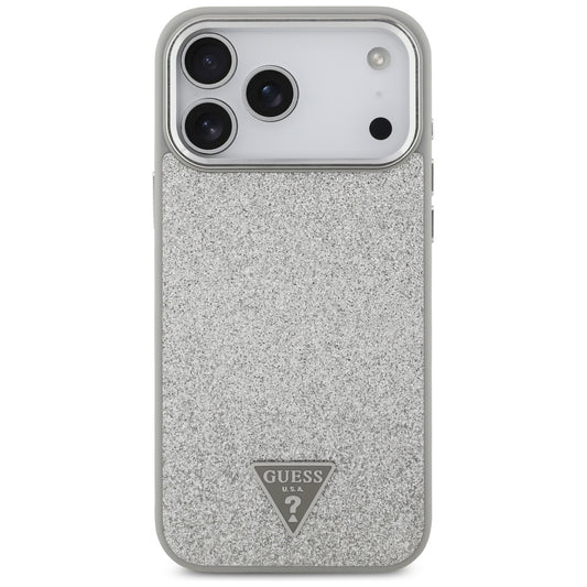 MagSafe-skal för Apple iPhone 17 Pro, Guess, Glitter Triangle Logo, Silver