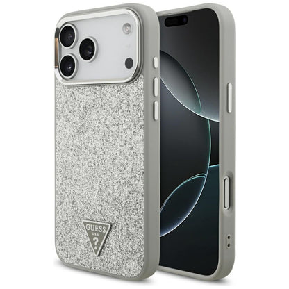 MagSafe-skal för Apple iPhone 17 Pro, Guess, Glitter Triangle Logo, Silver