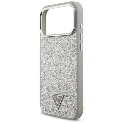 MagSafe-skal för Apple iPhone 17 Pro, Guess, Glitter Triangle Logo, Silver