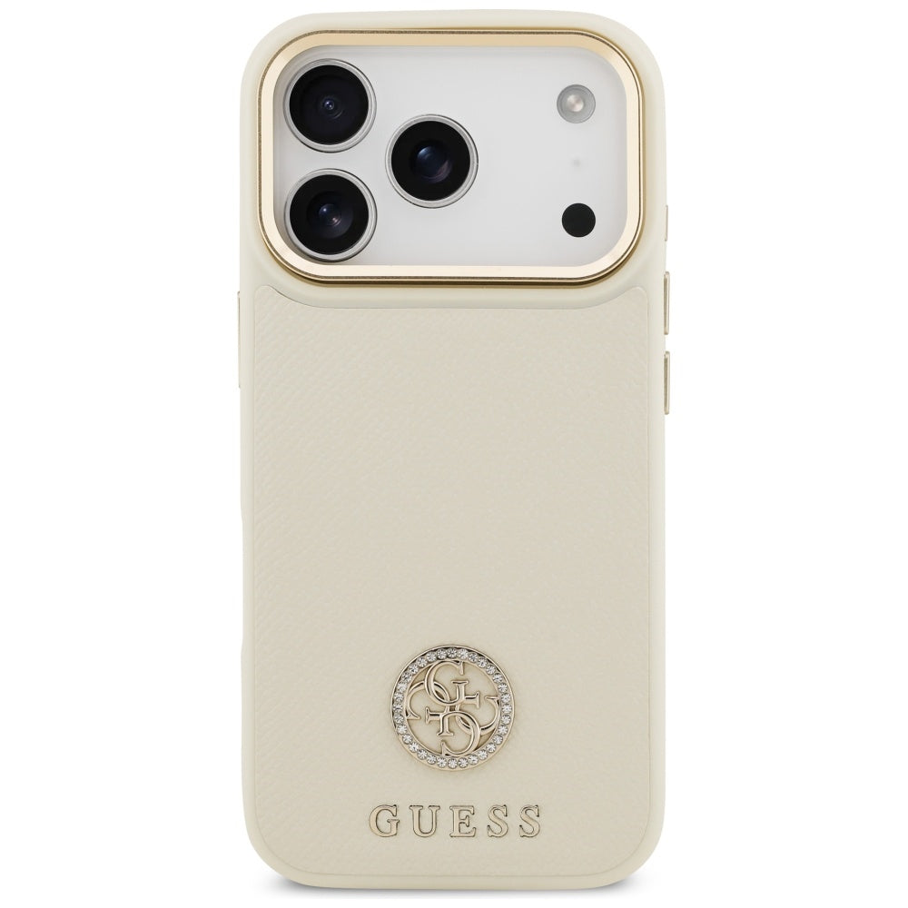 MagSafe-skal för Apple iPhone 17 Pro, Guess, Grained Strass Logo, Beige