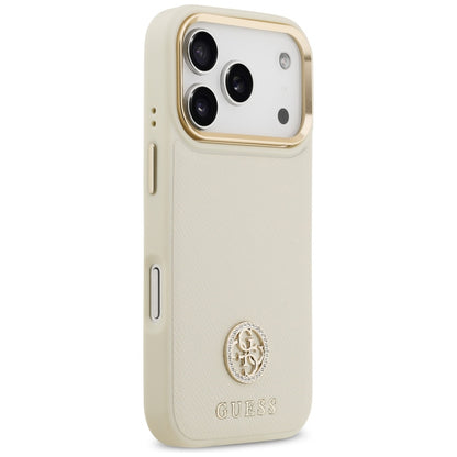 MagSafe-skal för Apple iPhone 17 Pro, Guess, Grained Strass Logo, Beige