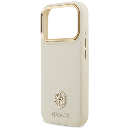 MagSafe-skal för Apple iPhone 17 Pro, Guess, Grained Strass Logo, Beige