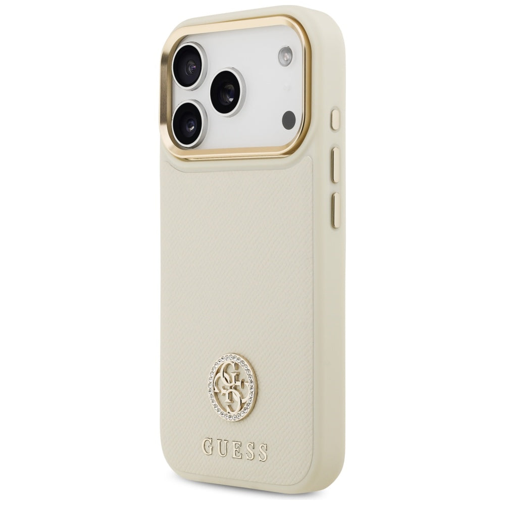 MagSafe-skal för Apple iPhone 17 Pro, Guess, Grained Strass Logo, Beige