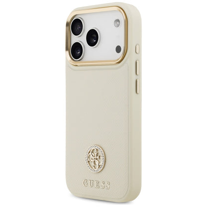 MagSafe-skal för Apple iPhone 17 Pro, Guess, Grained Strass Logo, Beige